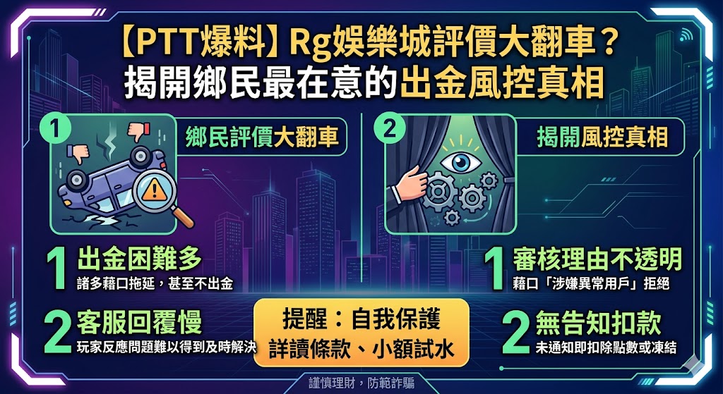 【PTT爆料】Rg娛樂城評價大翻車?揭開鄉民最在意的出金風控真相